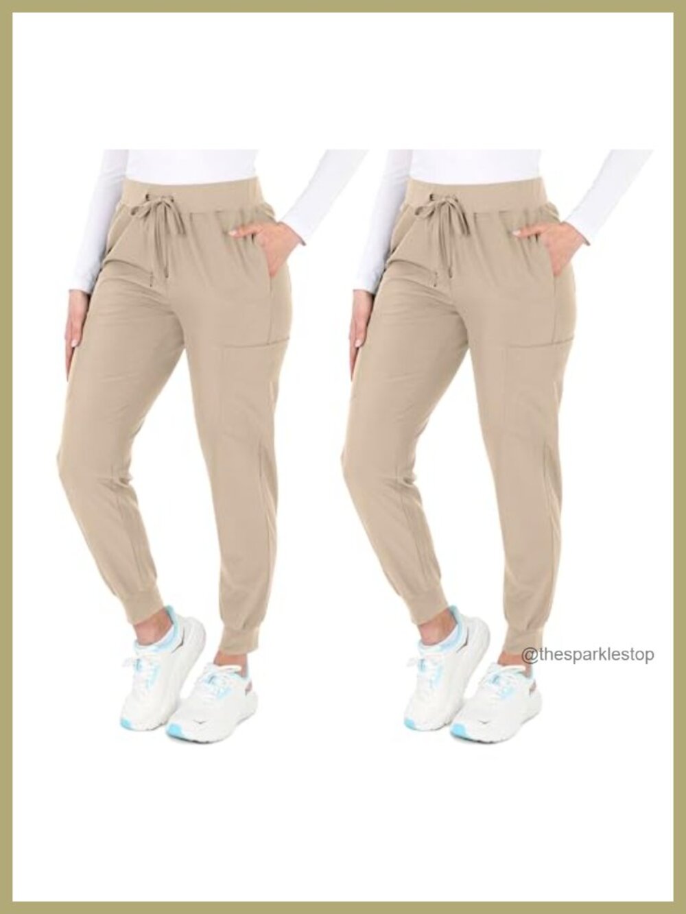 Women's Medical Scrub Pants 2 Pack Cargo Joggers 8 Pockets Yoga Waistband Soft